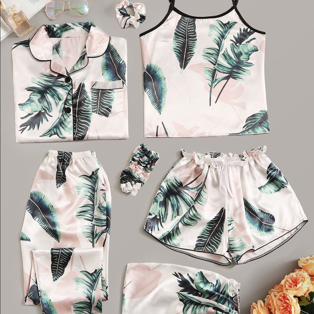 Tropical satin pj set